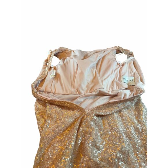 Morilee by Madeline Gardner Rose Gold Sequined Gown - Size 6 - Picture 12 of 16